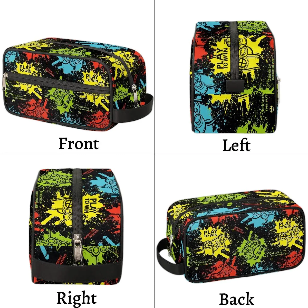 Kids Travel Toiletry Bag, Waterproof Hanging Dopp Kit for Teens Boys, Video Games Cool Switch Carrying Case Compatible with Nintendo Switch and New Switch OLED Console