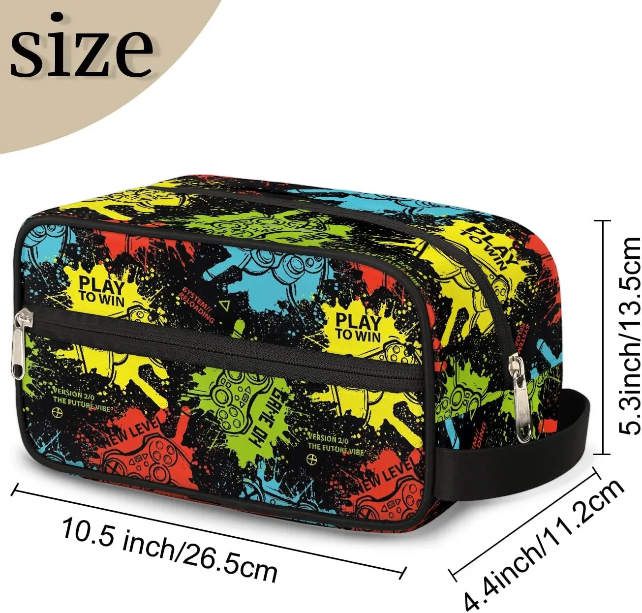 Kids Travel Toiletry Bag, Waterproof Hanging Dopp Kit for Teens Boys, Video Games Cool Switch Carrying Case Compatible with Nintendo Switch and New Switch OLED Console