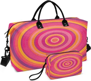 Kigai Colored Round Coil Foldable Travel Duffel Bags,Sports Duffel Bags for Men Women,Weekender Overnight Bag Gym Tote Bag with Toiletry Bag