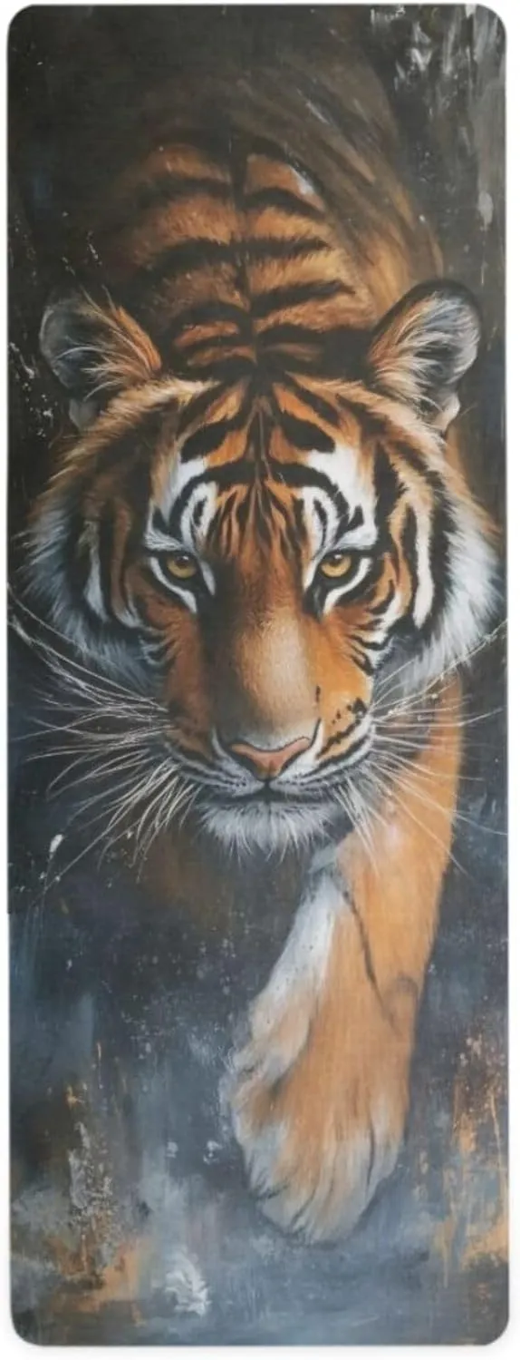 Kigai Yoga Mat Cool Tigers Fitness Mat Eco-Friendly Non Slip Portable Foldable Floor Workouts Mat for Pilates Home Gym Exercise Beach 70.8x26 inch