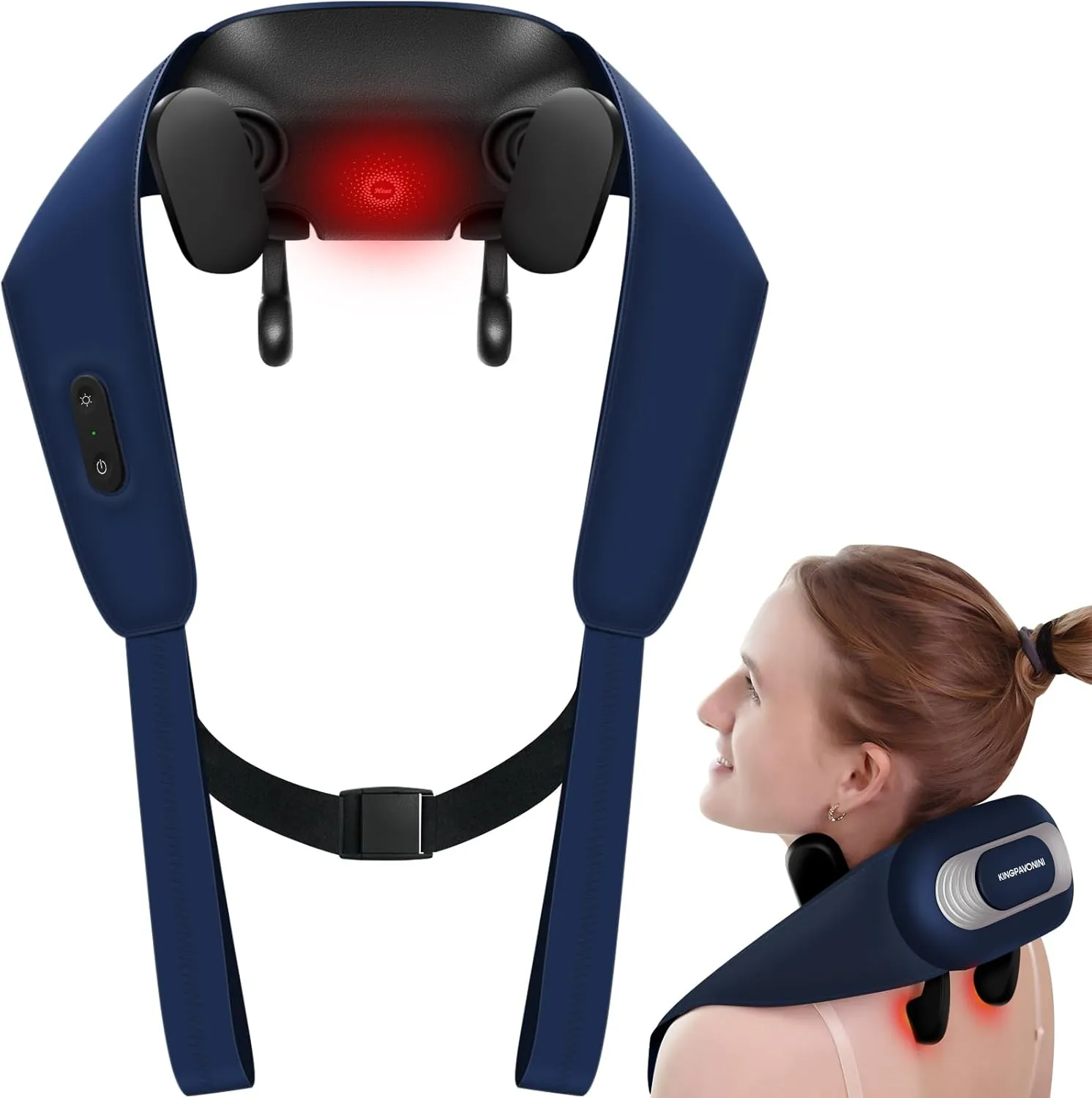 KingPavonini Neck Massager with Voice Prompt, Wireless Shoulder Massager with Heat, 6D Shiatsu Back and Neck Massage for Pain Relief Deep Tissue at Home Office, Gifts for Men Women Mom Dad