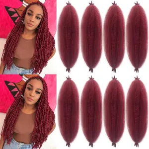 Kinky Braiding Hair Burgundy Springy Afro Twist 24 Inch Marley Hair for Passion Twist Crochet 8 Packs BUG Afro Spring Twist Hair for Black Women