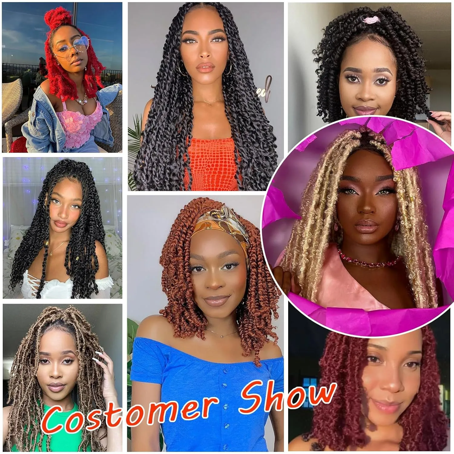 Kinky Braiding Hair Burgundy Springy Afro Twist 24 Inch Marley Hair for Passion Twist Crochet 8 Packs BUG Afro Spring Twist Hair for Black Women