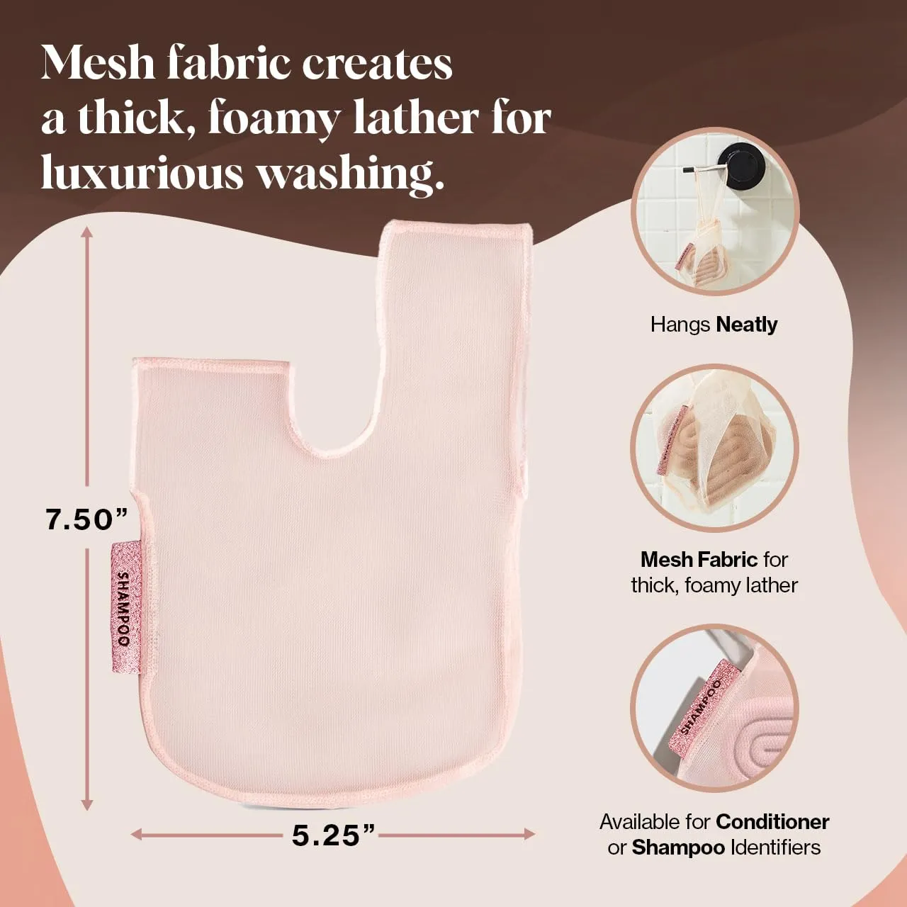 Kitsch Bar Soap Saver Bag – Recycled Mesh Beauty Bar Pouch for Body Wash, Conditioner & Shampoo Bars, Holder to Preserve Soap, Eco-Friendly, Patented Bag, 3pc Set - Blush, Terracotta & Chocolate