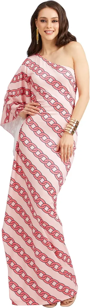 KOH KOH Womens Long One Shoulder Hawaiian Flower Print Summer Cocktail Maxi Dress Gown
