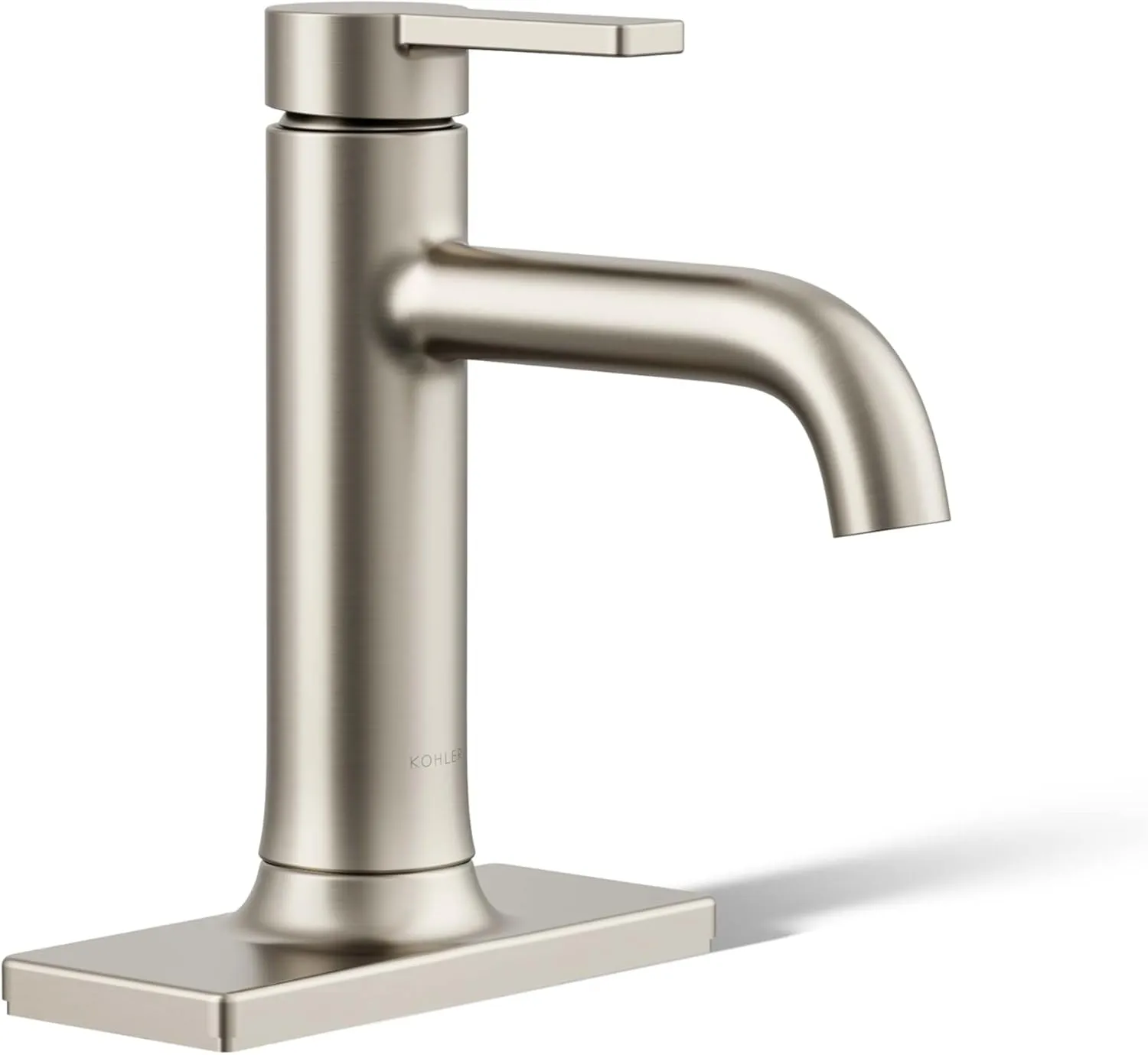 Kohler 28126-4-BN Venza Bathroom Sink Faucet, 1 Hole, Single-Handle Bathroom Faucets with Clicker Drain, 1.2 gpm, Vibrant Brushed Nickel