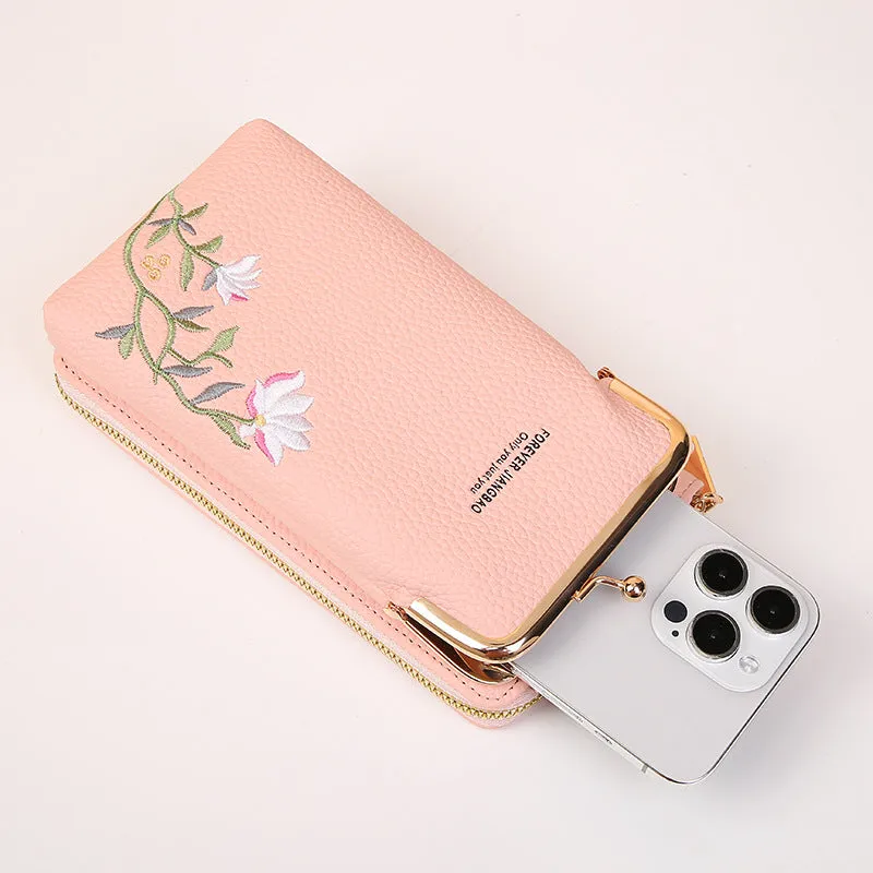 Korean Style Fashionable Litchi Pattern Solid Crossbody Bags