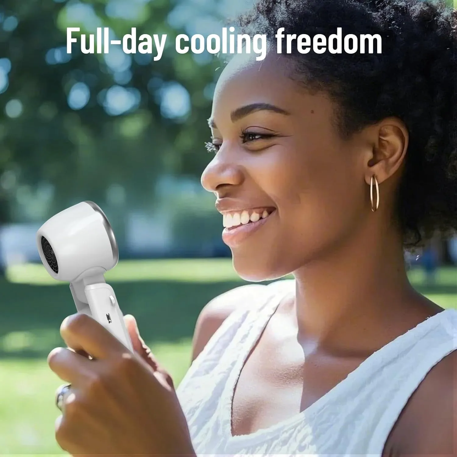 Kuesuny 16000RPM Ultra-Powerful Handheld Fan with 6000mAh Rechargeable Battery, 1-100 Speed Wind Adjustable, 180 Foldable Cooling Fan for Travel, Outdoor, Office, or Home Use in White