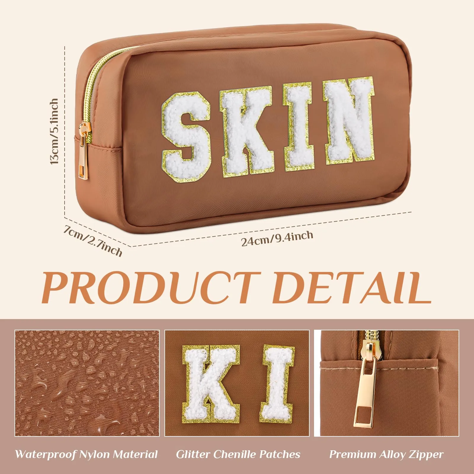 Labeled Makeup Bags Set - 4 Pack
