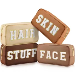 Labeled Makeup Bags Set - 4 Pack