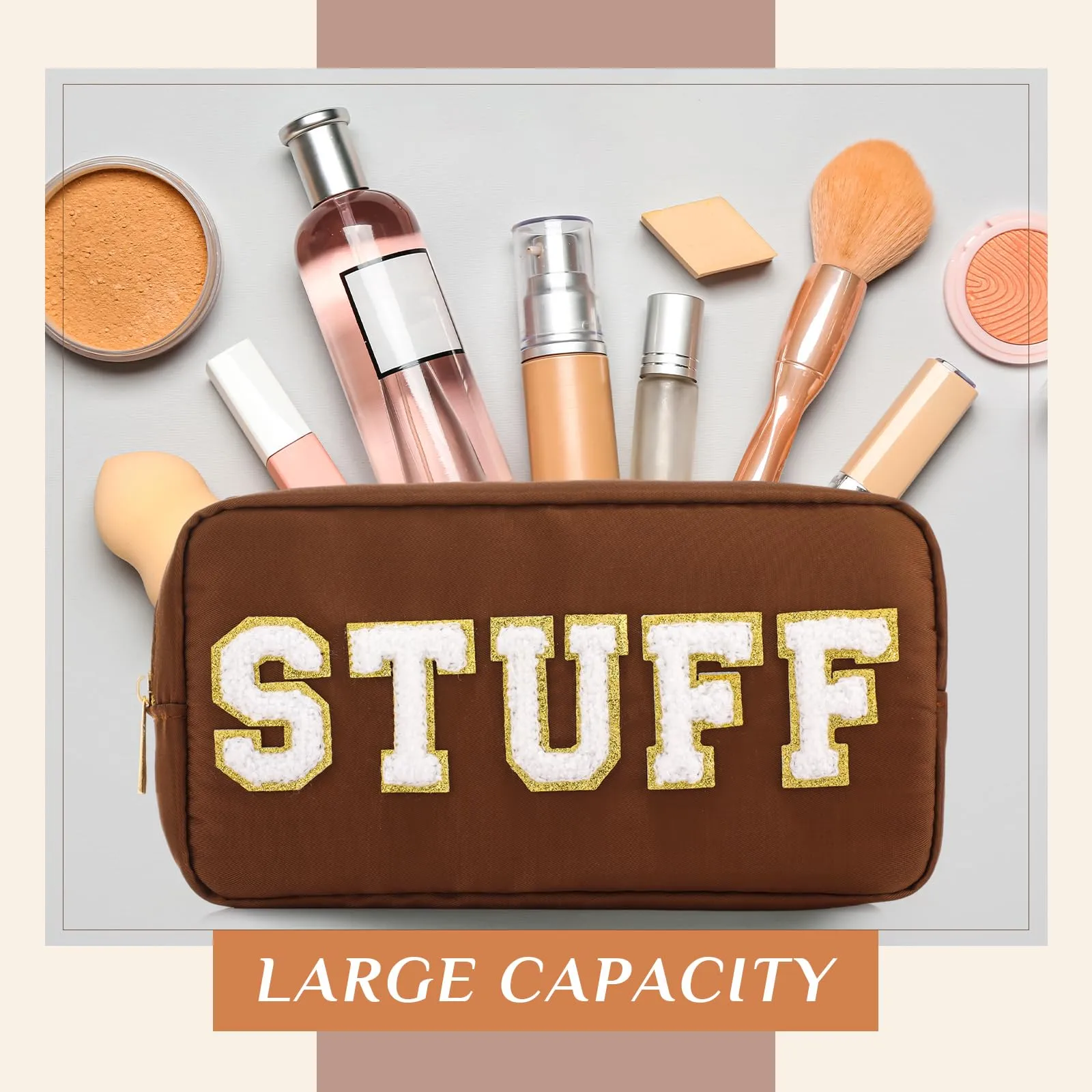 Labeled Makeup Bags Set - 4 Pack