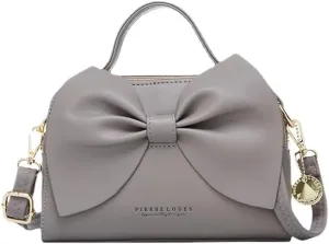 Ladies bag bow shoulder bag crossbody bag (yellowish-brown)