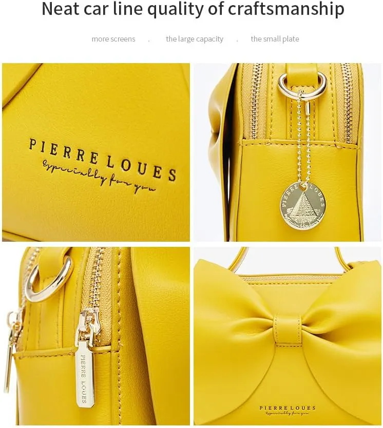 Ladies bag bow shoulder bag crossbody bag (yellowish-brown)