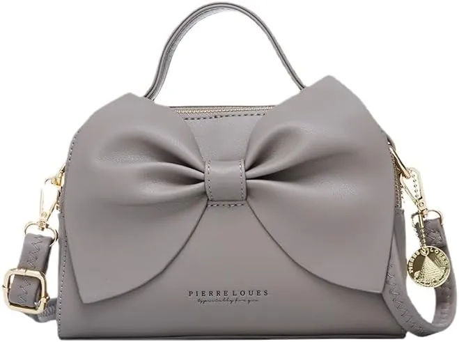 Ladies bag bow shoulder bag crossbody bag (yellowish-brown)
