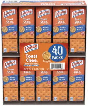 Lance Toast Chee Peanut Butter Sandwich Crackers, (40 Count) Bulk Box