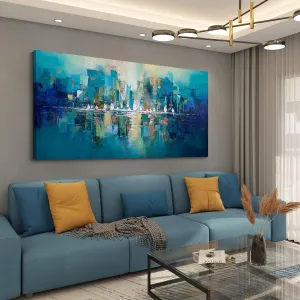 large art colorful Painting Wall Art Simple Picture for Living Room Modern Home Bedroom Decoration Green Framed Artwork Decor 20X40