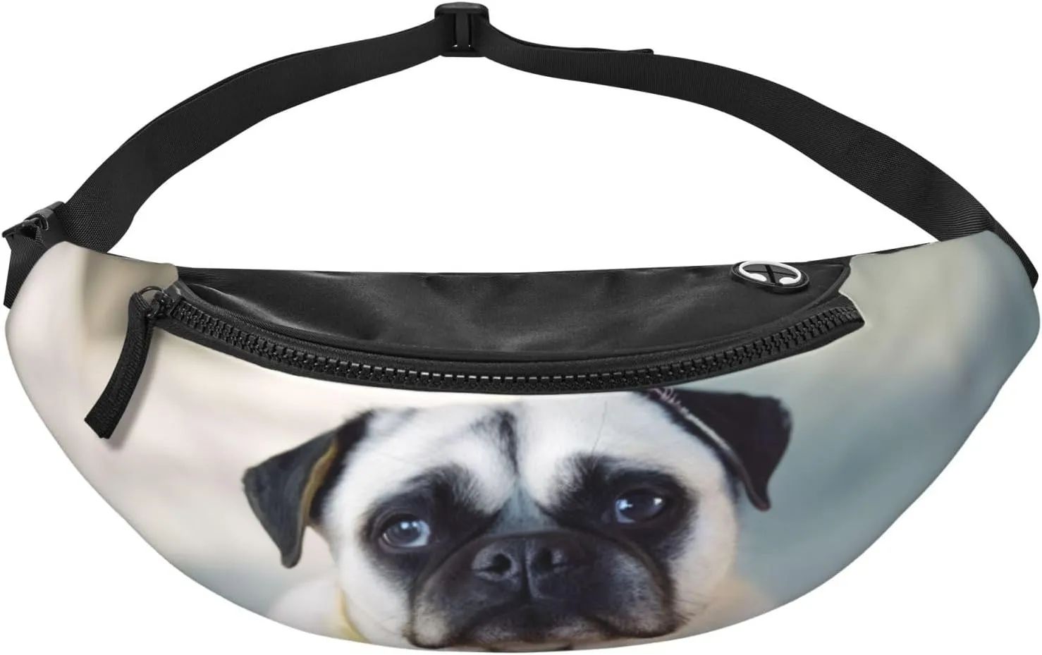 Large Bum Bag Cry Pug Waist Fanny Pack For Men Women,Bumbags With Headphone Jack And Zip Pockets Adjustable Belt For Sport Running Hiking Camping Workout Cycling
