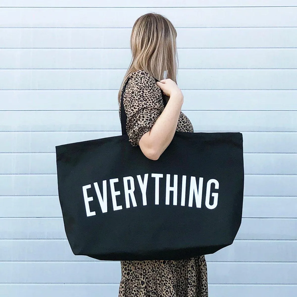 Large Canvas Black Tote Bag Reusable Shoulder Shopping Travel Bag