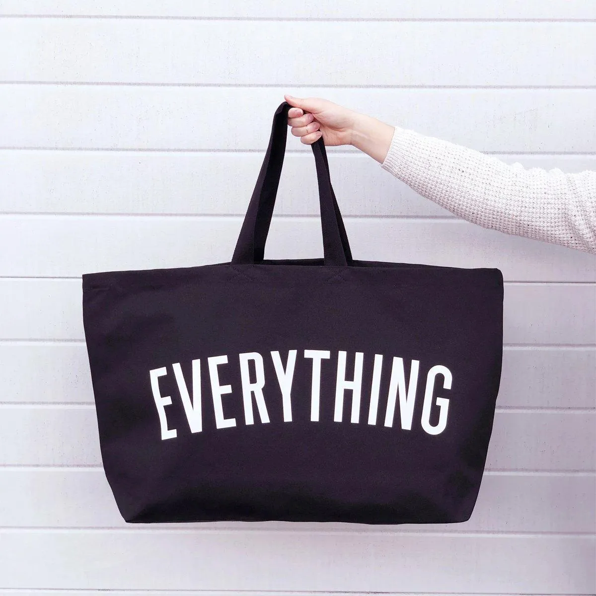Large Canvas Black Tote Bag Reusable Shoulder Shopping Travel Bag