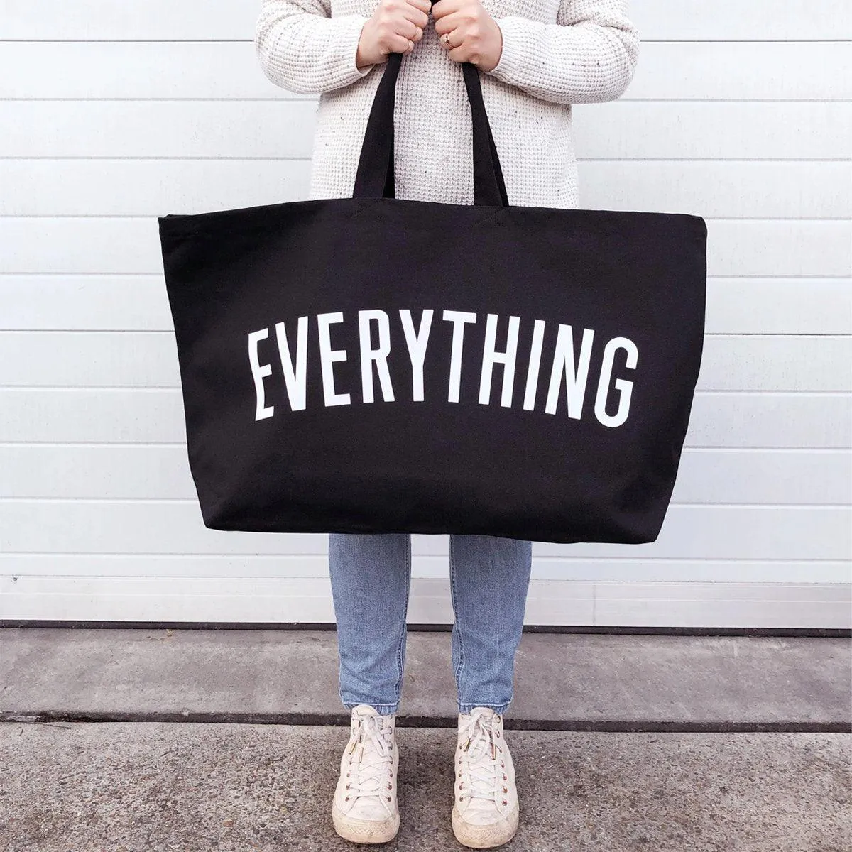 Large Canvas Black Tote Bag Reusable Shoulder Shopping Travel Bag