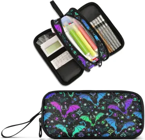Large Capacity Pencil Case Pencil Pouch Office School Large Storage Pen Bag 3 Compartment pencil box for Adults School Teen Girl Boy Men Women (Bat Magic)