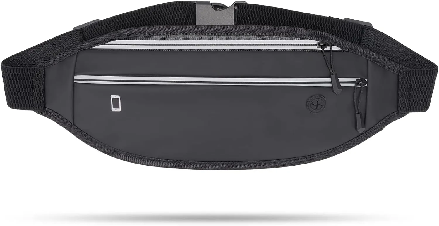 Large Crossbody Fanny Pack for Men&Women,Waterproof Waist Pack for Travel Hiking Sports,Adjustable Running Belt Carry Any Phone,Black