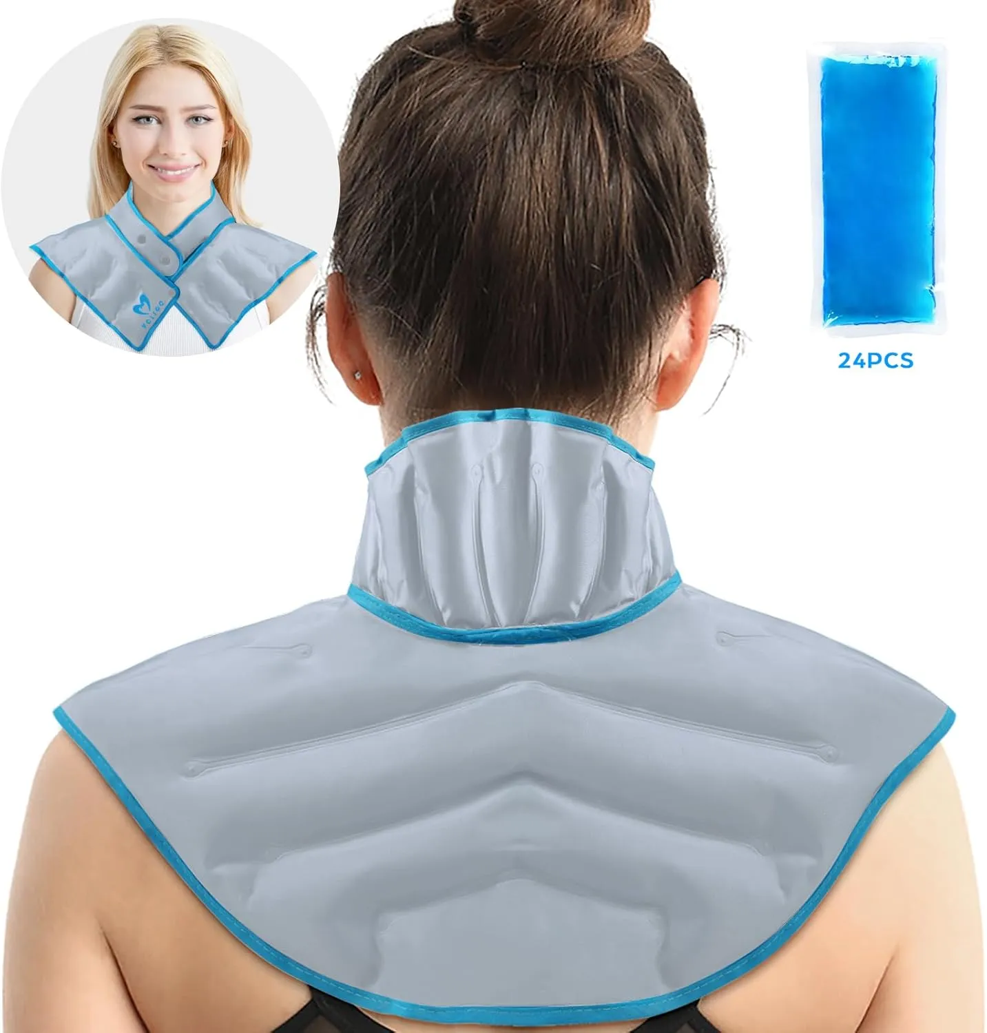 Large Gel Ice Pack & Microwavable Heating Pad for Neck Shoulder Upper Back Pain Relief - Reusable Weighted Cold Pack for Injuries - Hot & Cold Compress Therapy for Swelling, Bruises, Surgery