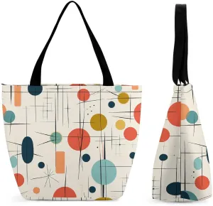 Large Grocery Bags Beach Tote Modern Mid Century Shopping Bag for Women Shoulder Bag for Travel Work Handbag