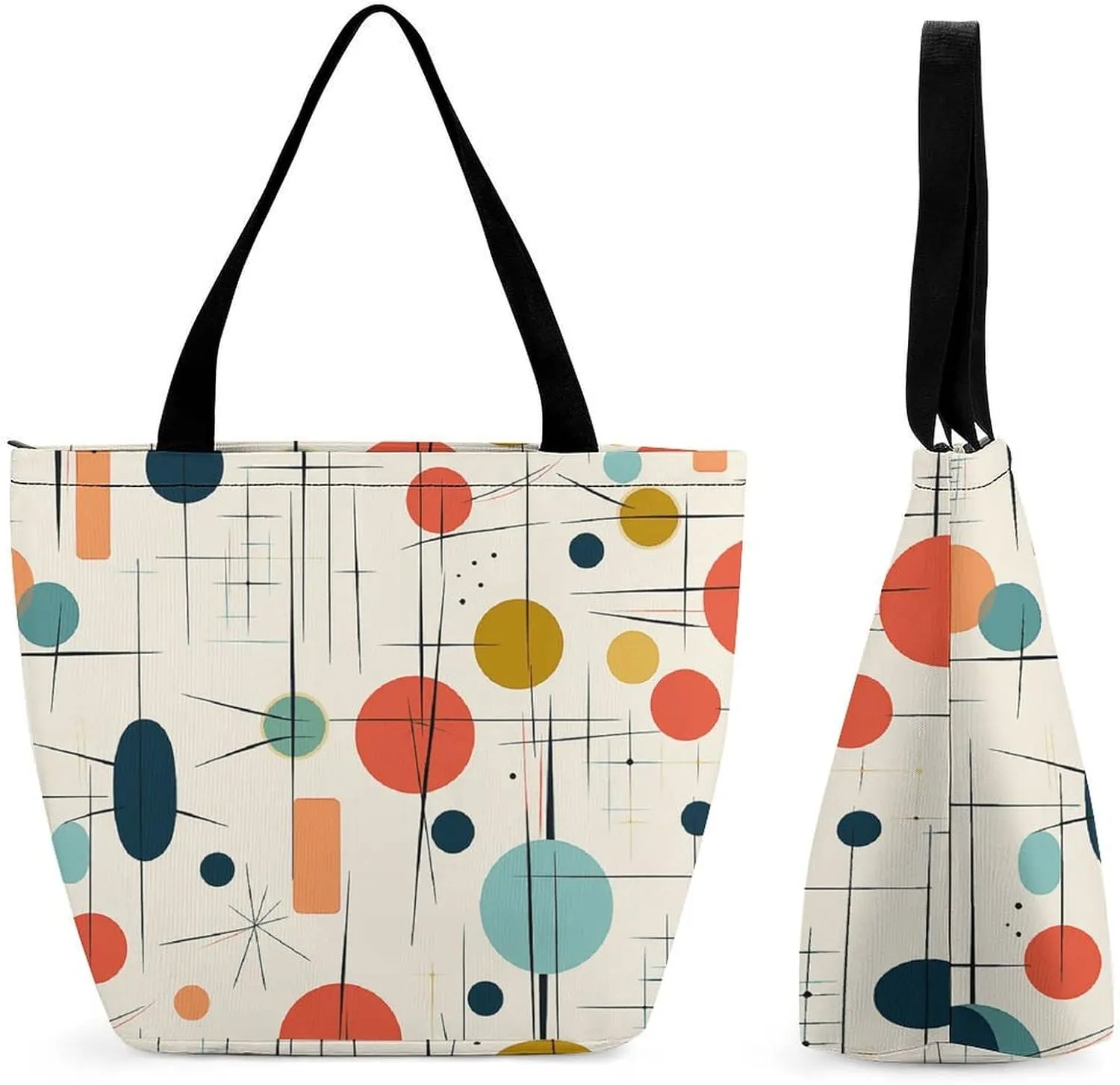 Large Grocery Bags Beach Tote Modern Mid Century Shopping Bag for Women Shoulder Bag for Travel Work Handbag