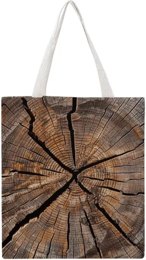 Large Grocery Bags Beach Tote Tree Stump Wood Grain Shopping Bag for Women Shoulder Bag for Travel Work Handbag