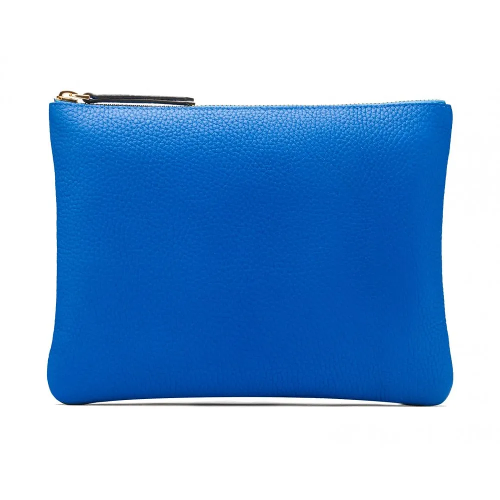 Large Leather Makeup Bag - Cobalt