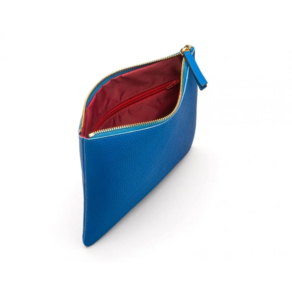 Large Leather Makeup Bag - Cobalt