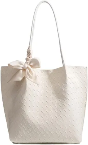 Large Leather Woven Tote Bag for Women - Braided Shoulder Handbag for Work, Shopping, Travel & Daily Use