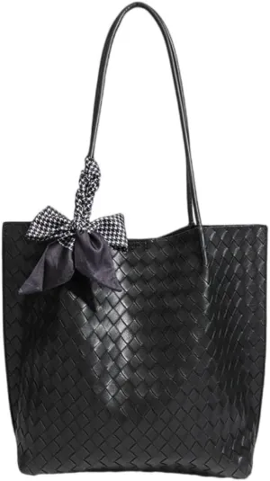 Large Leather Woven Tote Bag for Women - Braided Shoulder Handbag for Work, Shopping, Travel & Daily Use