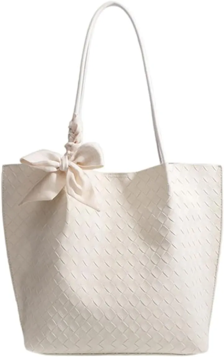 Large Leather Woven Tote Bag for Women - Braided Shoulder Handbag for Work, Shopping, Travel & Daily Use