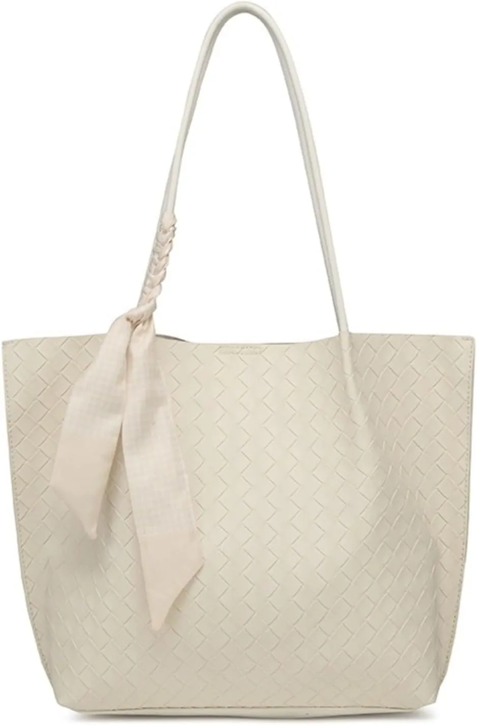 Large Leather Woven Tote Bag for Women - Braided Shoulder Handbag for Work, Shopping, Travel & Daily Use