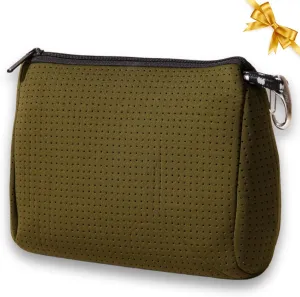 Large Makeup Bag with Zipper, Safari - Waterproof Neoprene Cosmetic Bag 7.7 x 10.75 x 5 inches
