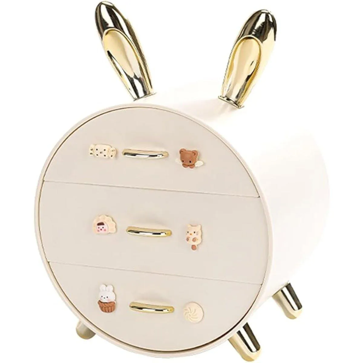 Large Multi-functional Makeup Storage Organizer Rabbit Decor Drawer Cosmetic Box