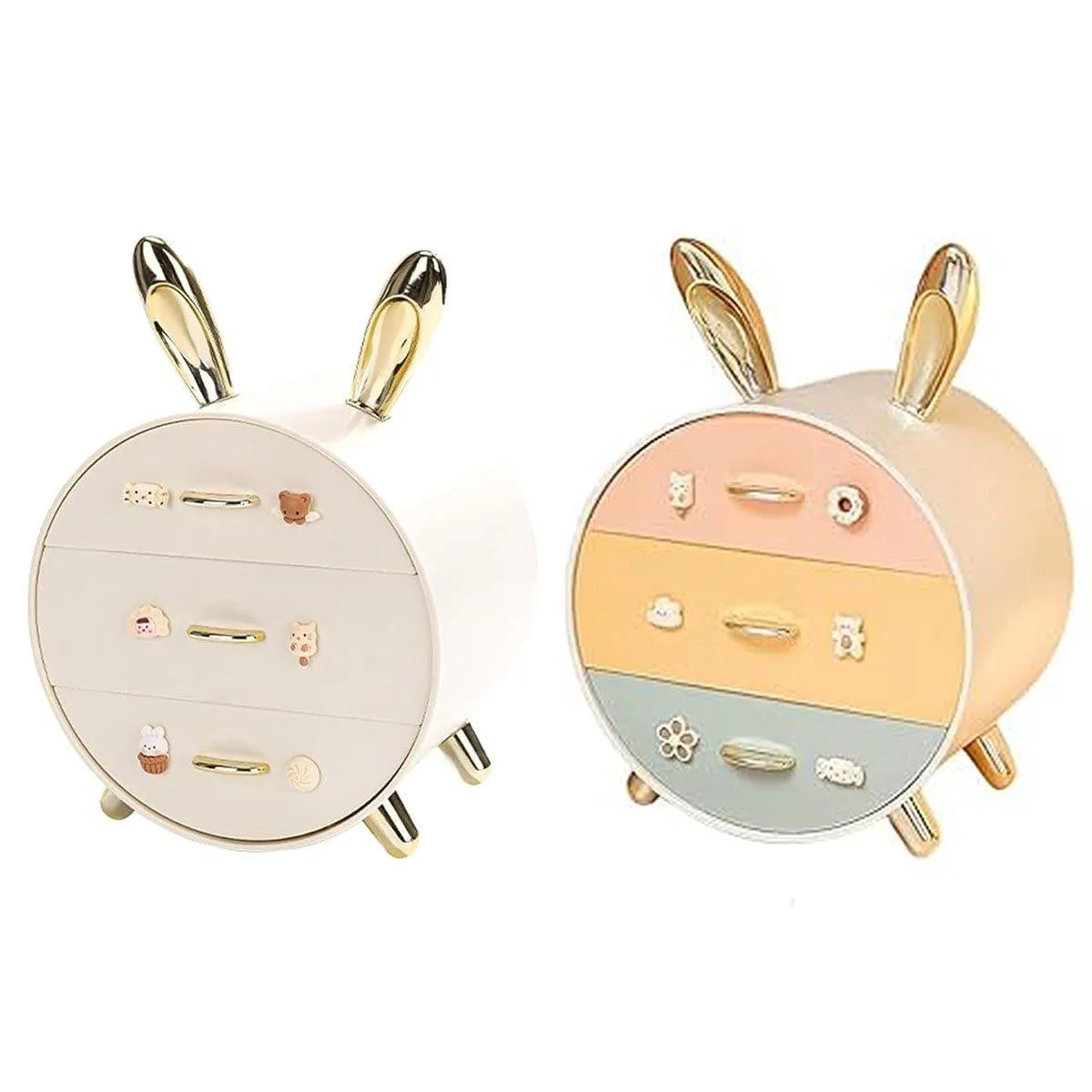 Large Multi-functional Makeup Storage Organizer Rabbit Decor Drawer Cosmetic Box