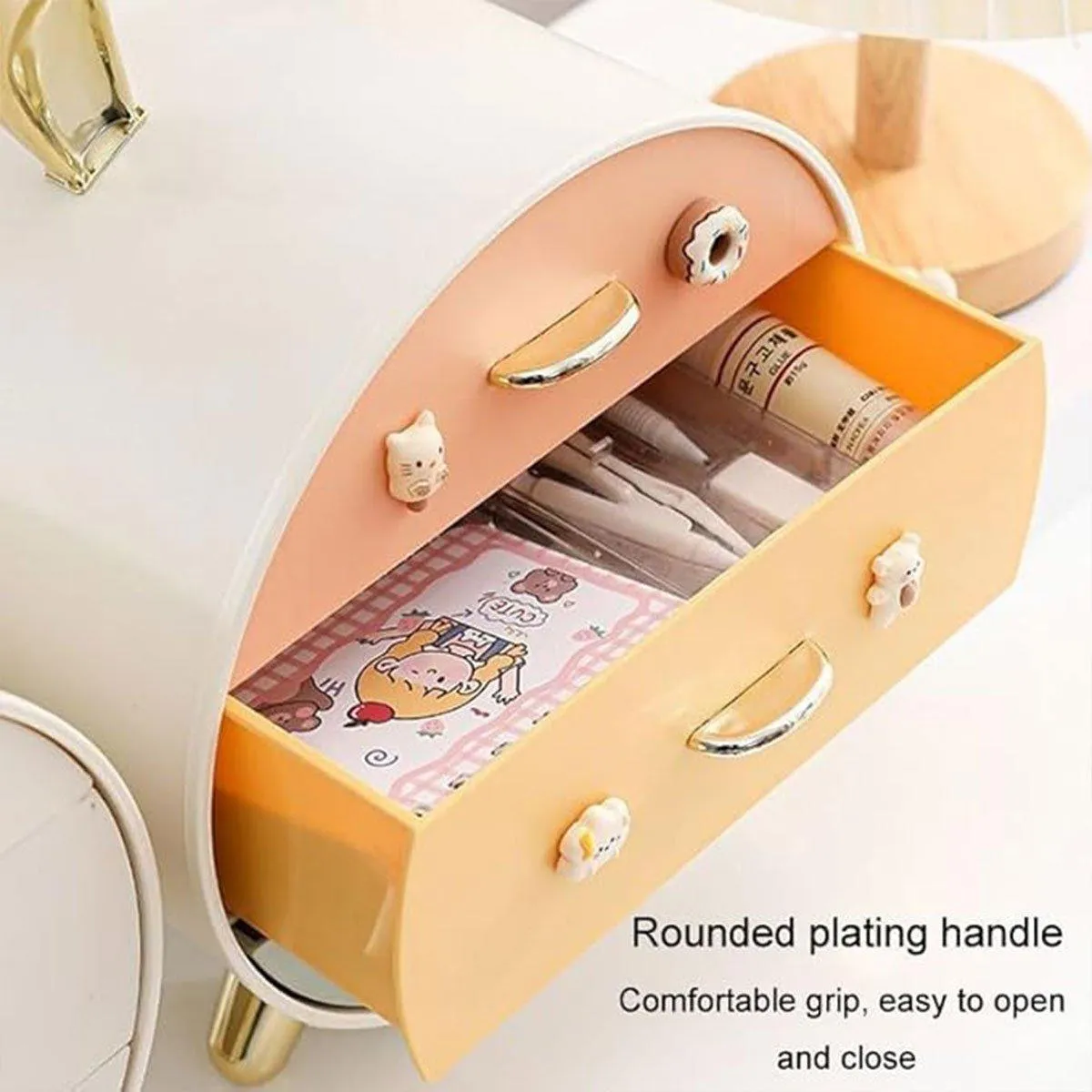 Large Multi-functional Makeup Storage Organizer Rabbit Decor Drawer Cosmetic Box