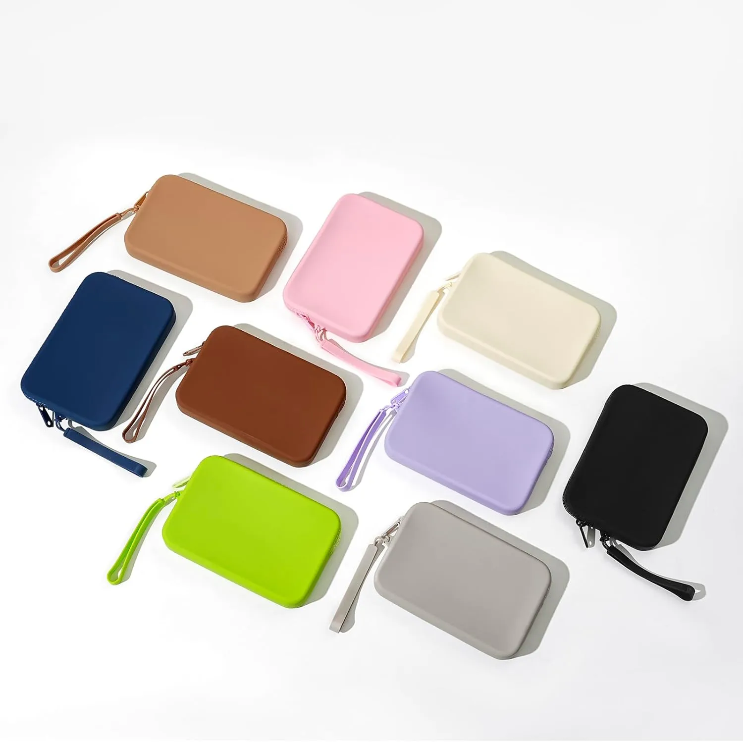 Large Silicone Multifunctional Essential Bag Portable Travel Makeup Bag for Women Men Cards Cash Bag Zipper Pouch (Green)