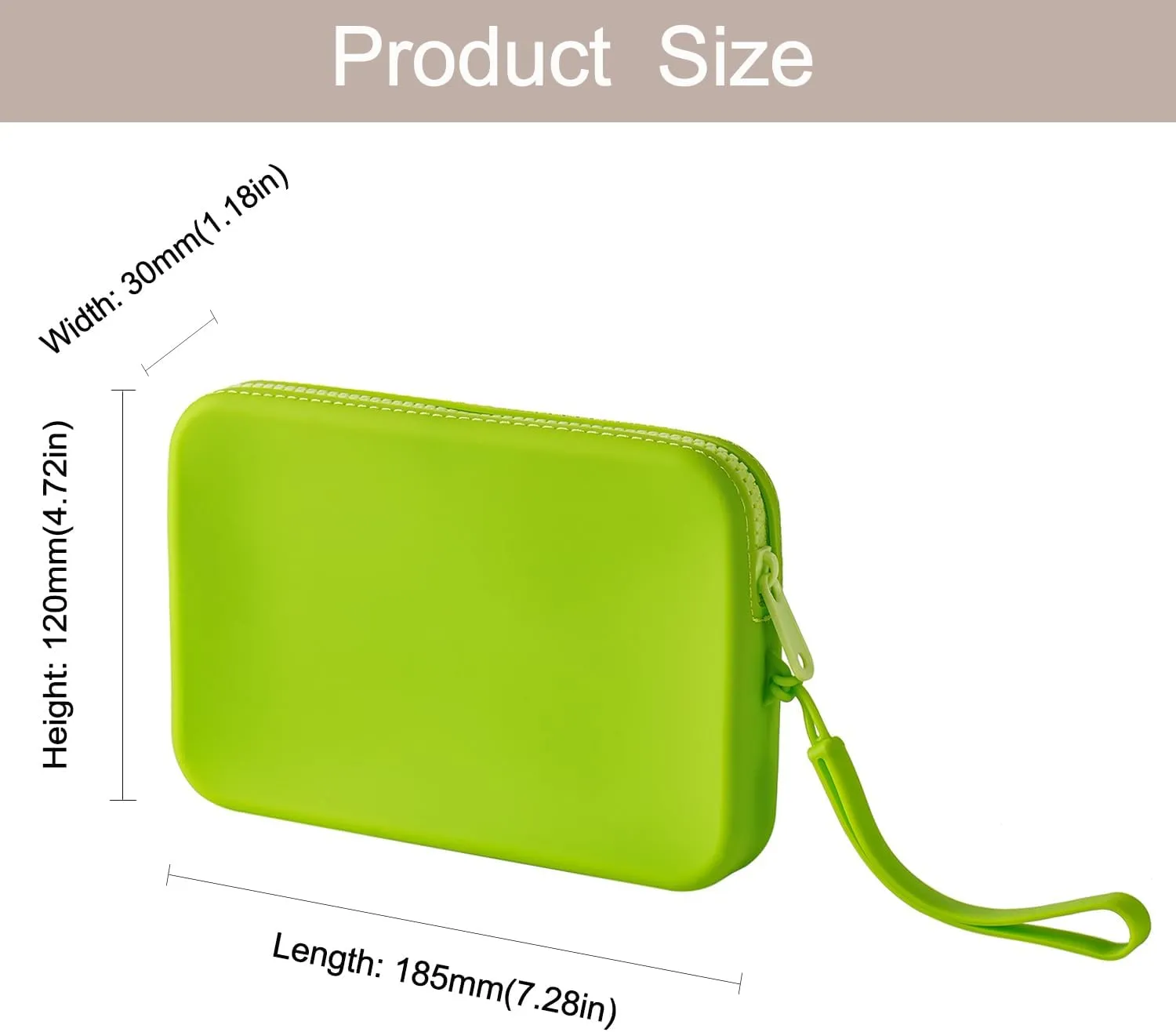 Large Silicone Multifunctional Essential Bag Portable Travel Makeup Bag for Women Men Cards Cash Bag Zipper Pouch (Green)