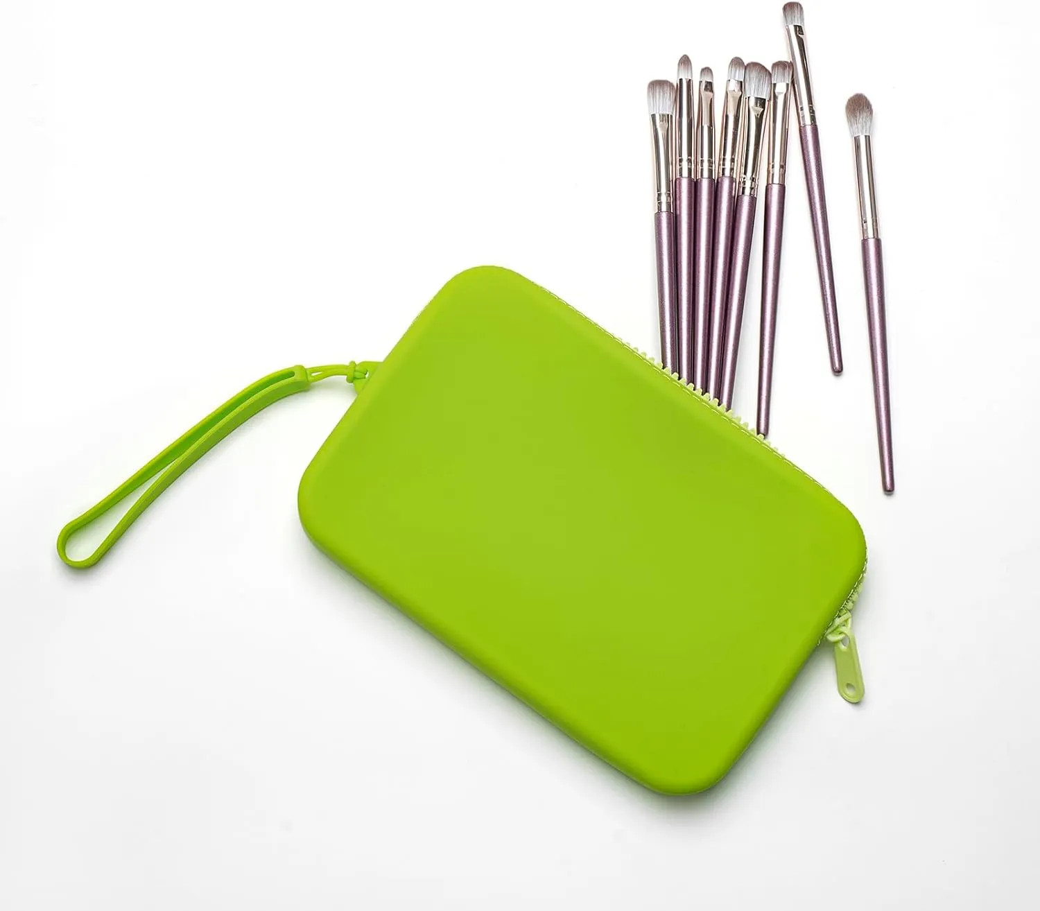 Large Silicone Multifunctional Essential Bag Portable Travel Makeup Bag for Women Men Cards Cash Bag Zipper Pouch (Green)