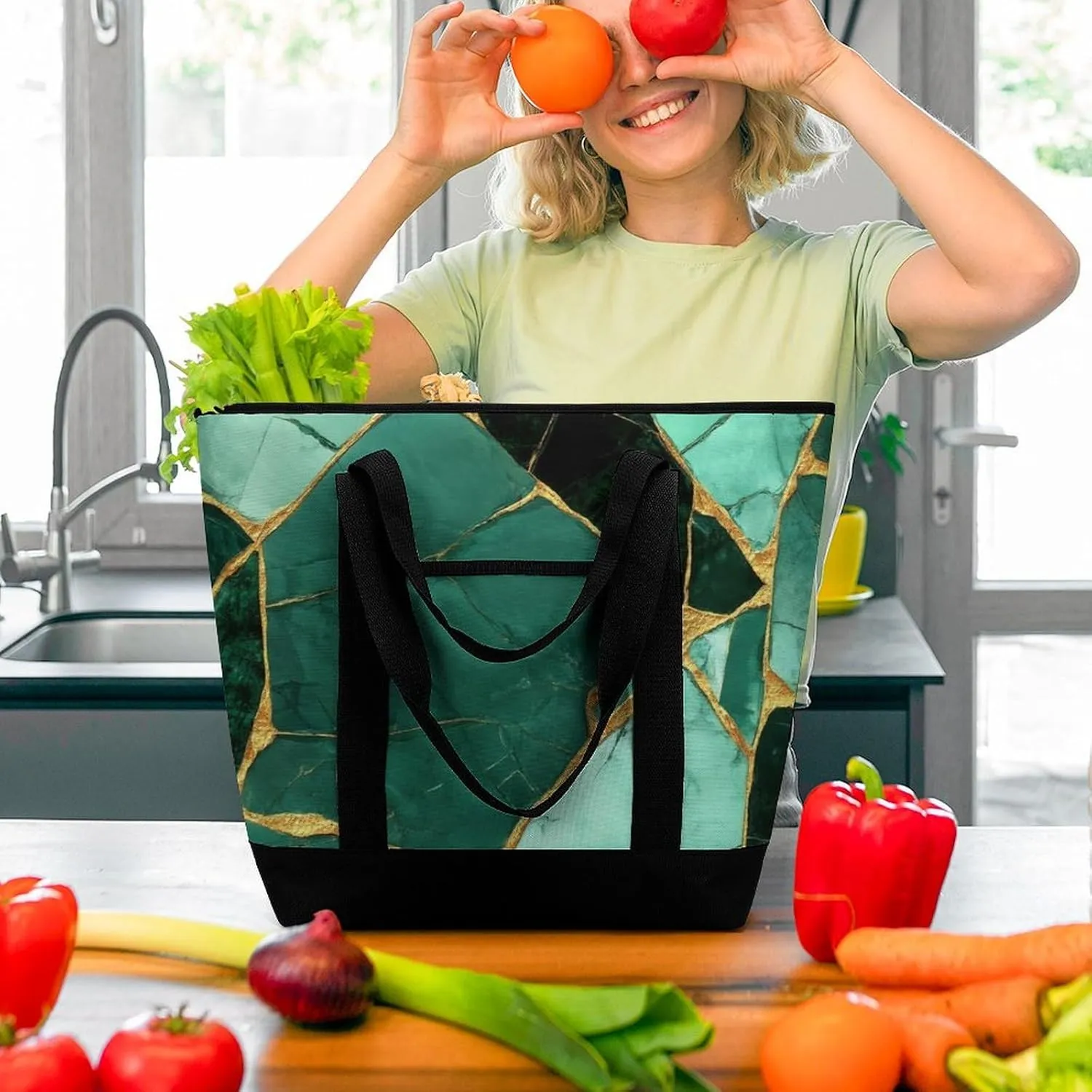 Large Thermal Shopping Tote Bag Travel Friendly Fashion Handbag Commuter Bag