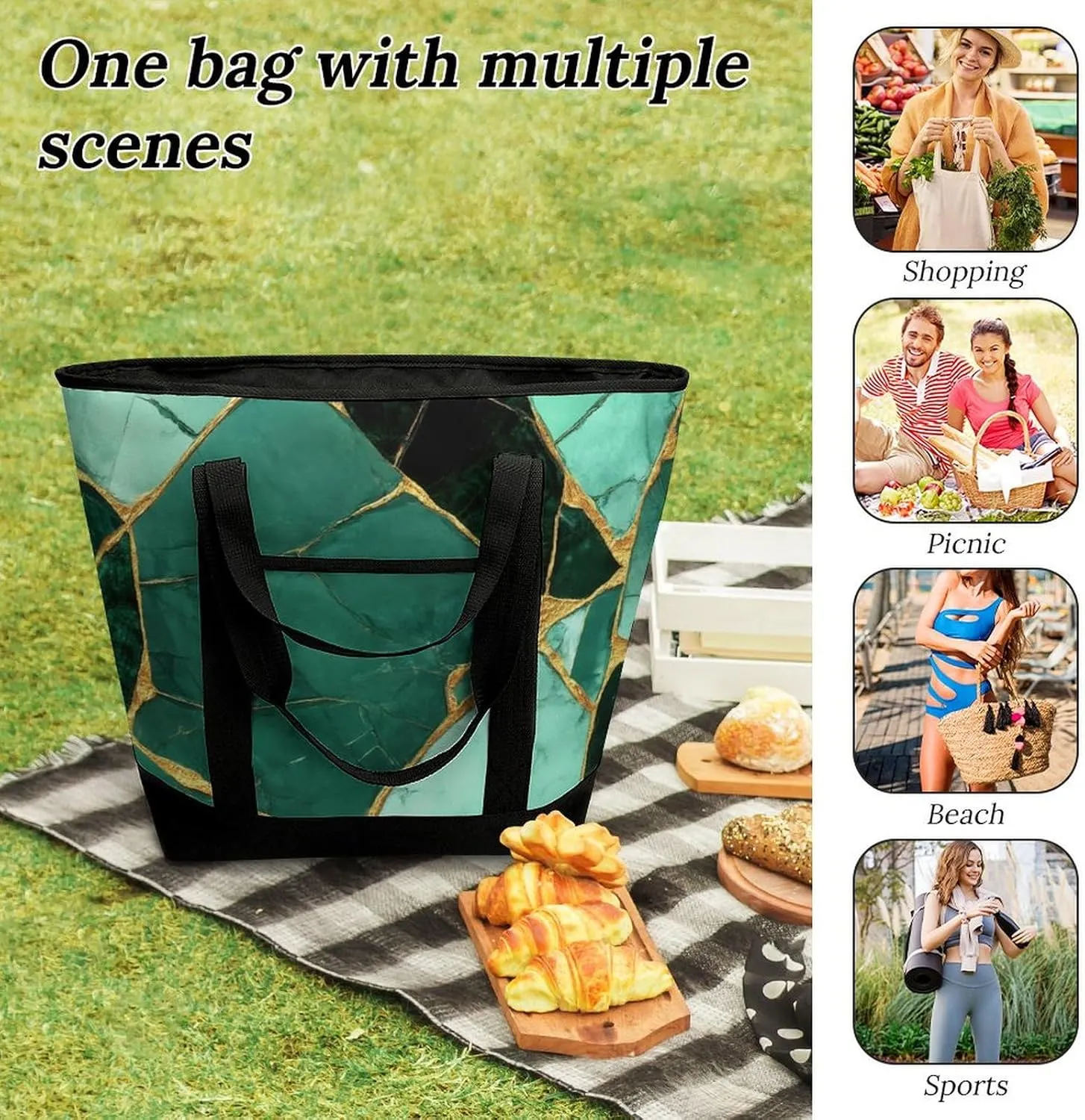 Large Thermal Shopping Tote Bag Travel Friendly Fashion Handbag Commuter Bag