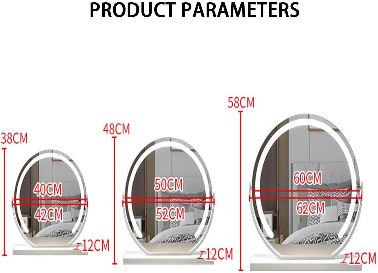 Large Vanity Mirror with Lights,Round LED Makeup Mirror,Dressing Table Makeup Mirror，Smart Touch Control 3 Colors Dimmable, 360° Rotation Gold,40cm