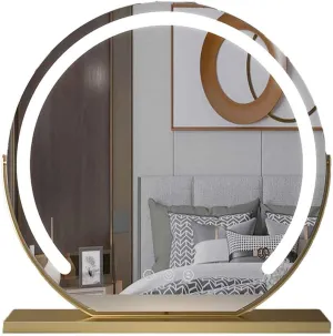 Large Vanity Mirror with Lights,Round LED Makeup Mirror,Dressing Table Makeup Mirror，Smart Touch Control 3 Colors Dimmable, 360° Rotation Gold,40cm