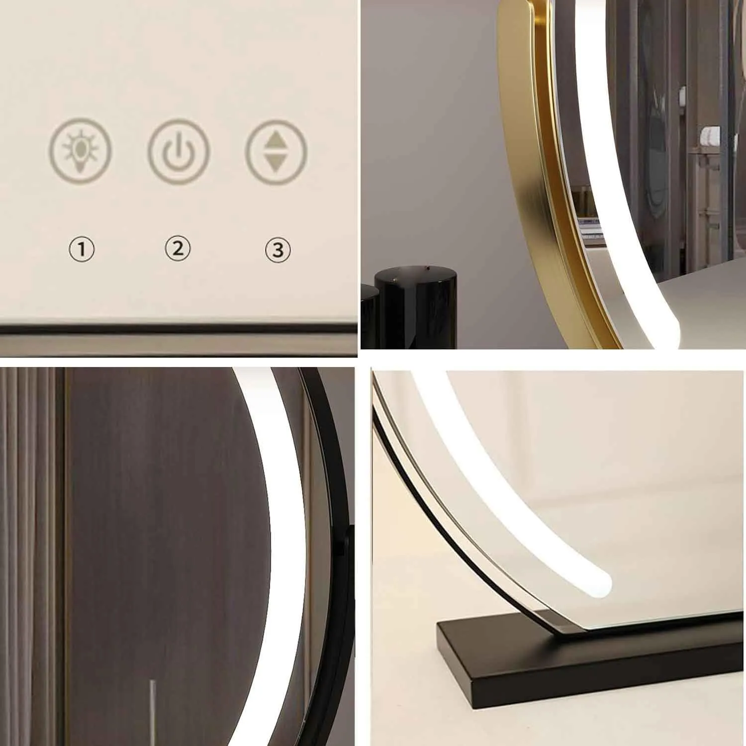 Large Vanity Mirror with Lights,Round LED Makeup Mirror,Dressing Table Makeup Mirror，Smart Touch Control 3 Colors Dimmable, 360° Rotation Gold,40cm