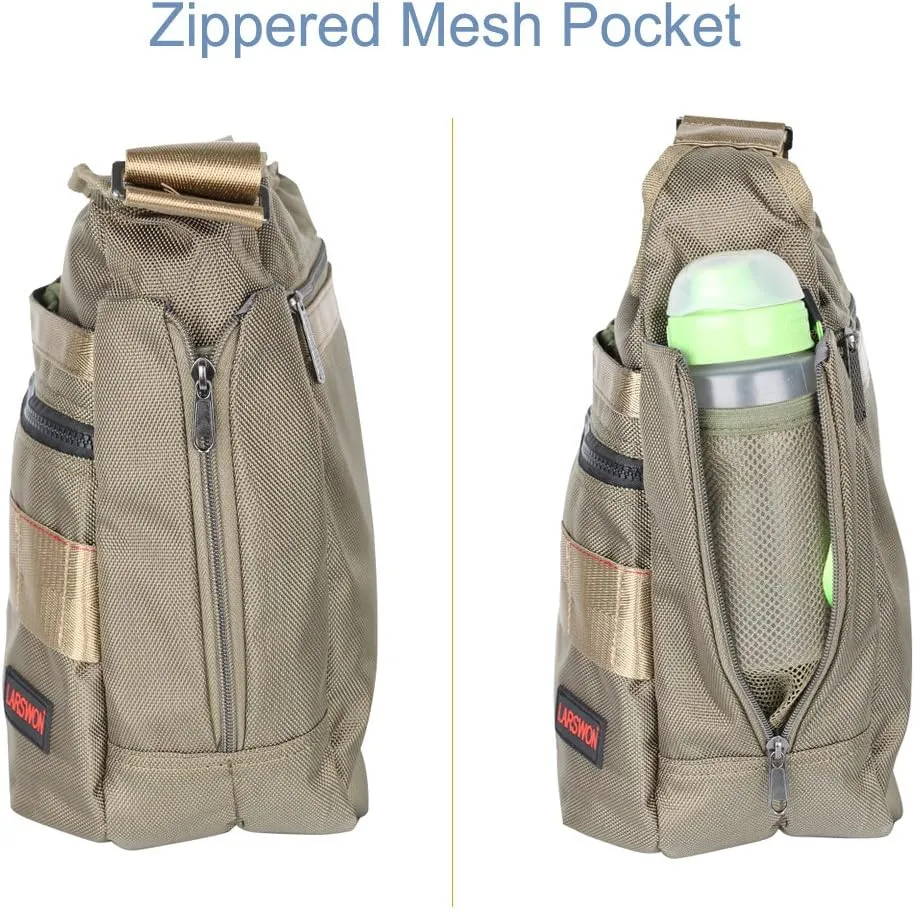 Larswon Vertical Messenger Bag, Crossbody Bag, Shoulder Bag Tablets Bag Satchel for Men Women Army Green