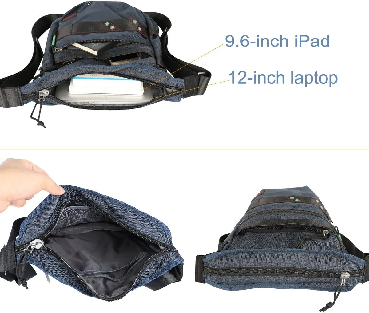 Larswon Vertical Messenger Bag, Crossbody Bag, Shoulder Bag Tablets Bag Satchel for Men Women Blue
